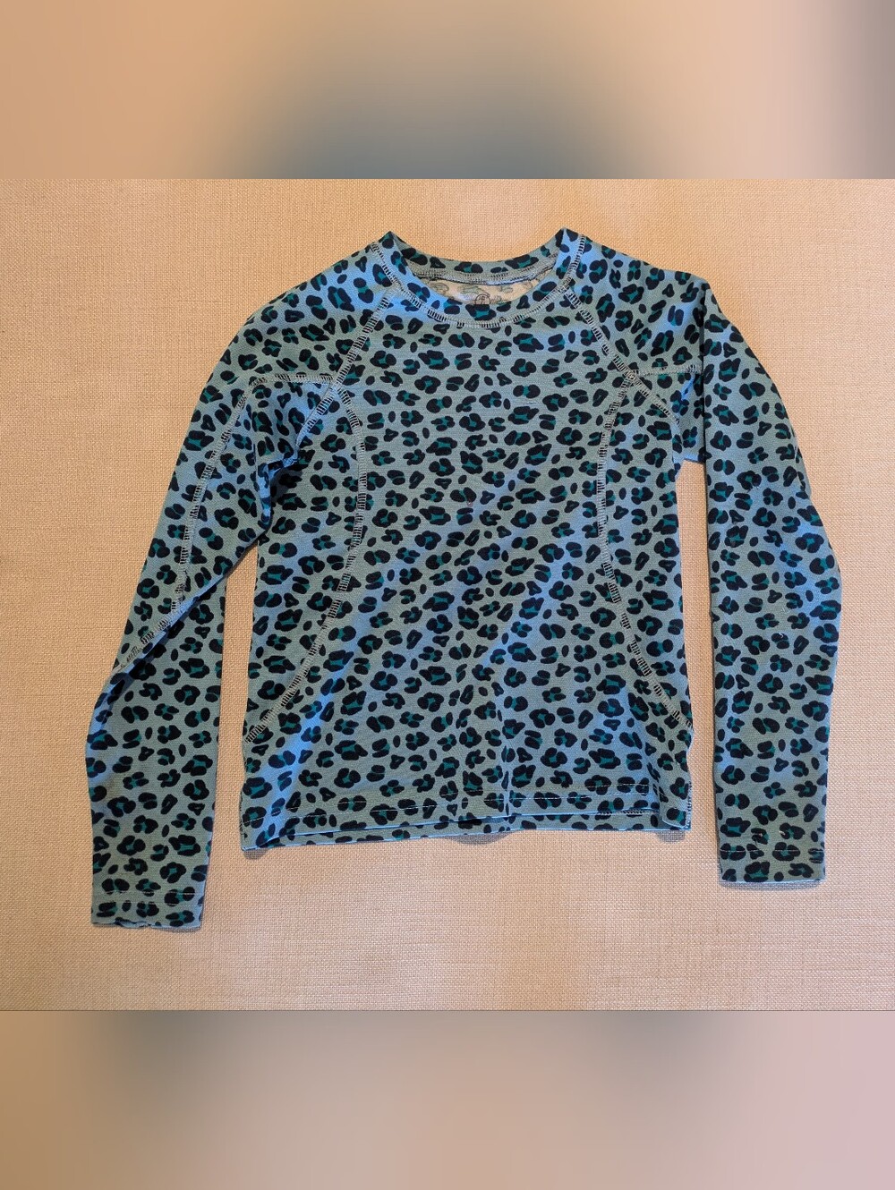 Lands' End Teal Leopard Print Long Sleeve Tee